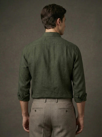 FreshAura: Perfume Finish Cotton Linen Solid Formal Shirt