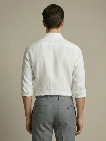FreshAura: Perfume Finish Cotton Linen Solid Formal Shirt
