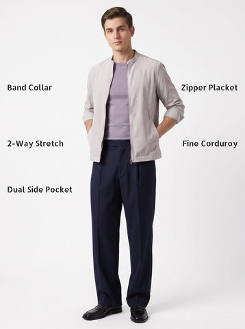 Solid Micro Corduroy Stretch Light Grey Shacket