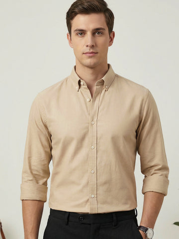 TrueOxford: Oxford Cotton 2-Way Stretch Solid Smart Casual Shirt