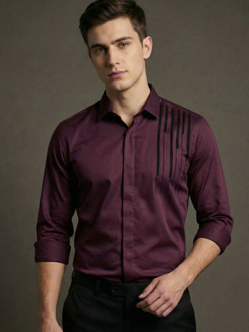 SatinPro-Max: Cotton Satin 2-Way Stretch Printed Formal Shirt
