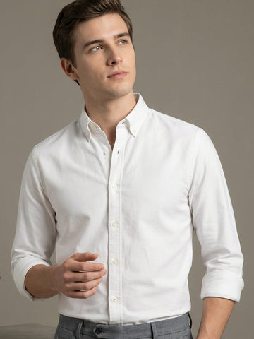 TrueOxford: Oxford Cotton 2-Way Stretch Solid Smart Casual Shirt