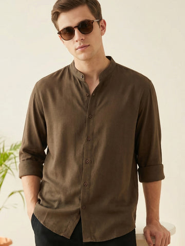 FluidLinen: Fluid Linen Breathable Solid Casual Shirt