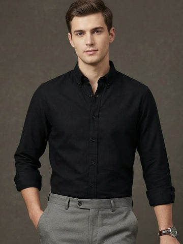 TrueOxford: Oxford Cotton 2-Way Stretch Solid Smart Casual Shirt
