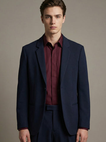 K-Blaze: Satin Finish 4-Way Stretch Solid Formal Blazer