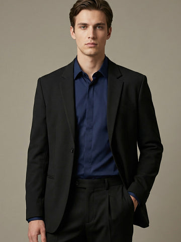 K-Blaze: Satin Finish 4-Way Stretch Solid Formal Blazer