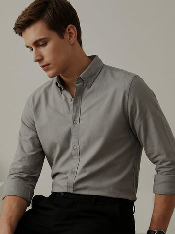 TrueOxford: Oxford Cotton 2-Way Stretch Solid Smart Casual Shirt