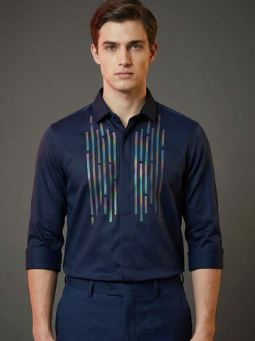 SatinPro-Lite: Satin 2-Way Stretch Foil Printed Party Shirt