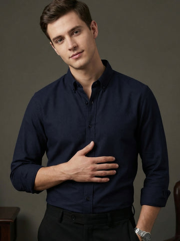 TrueOxford: Oxford Cotton 2-Way Stretch Solid Smart Casual Shirt