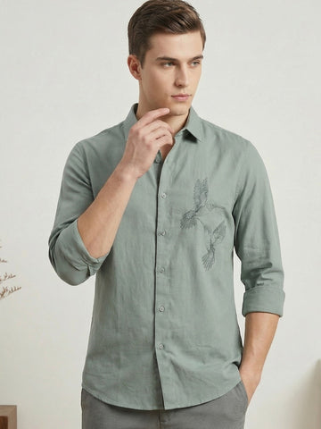 Penta-ProWeave: Rare Linen Blend 2-Way Stretch Embroidered Smart Casual Shirt