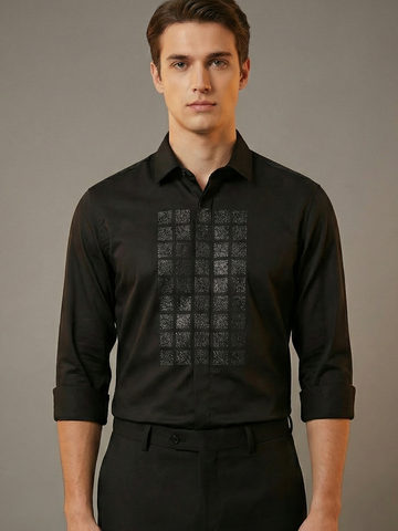 SatinPro-Lite: Satin 2-Way Stretch Foil Printed Party Shirt