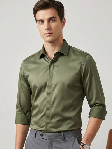 SoftLustre: Satin Finish Soft Solid Party Shirt