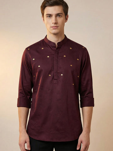 SatinPro-Lite: Satin 2-Way Stretch Foil Printed Festive Kurta