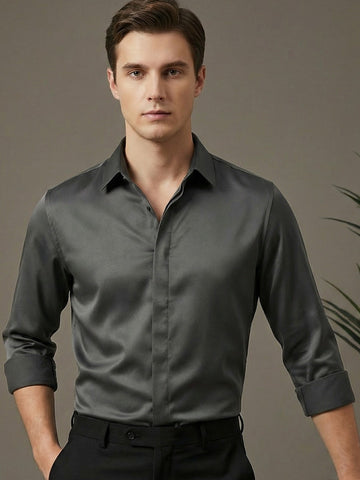 SatinPro-Lite: Satin 2-Way Stretch Solid Formal Shirt