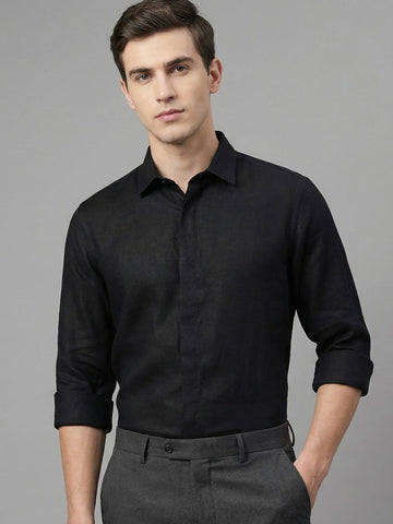 FreshAura: Perfume Finish Cotton Linen Solid Formal Shirt