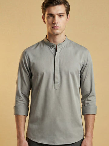 SatinPro-Lite: Satin 2-Way Stretch Solid Ethnic Kurta