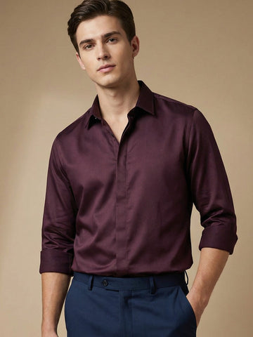 SatinPro-Max: Cotton Satin 2-Way Stretch Solid Party Shirt