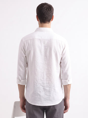 Solid Airy Crinkled White Shirt