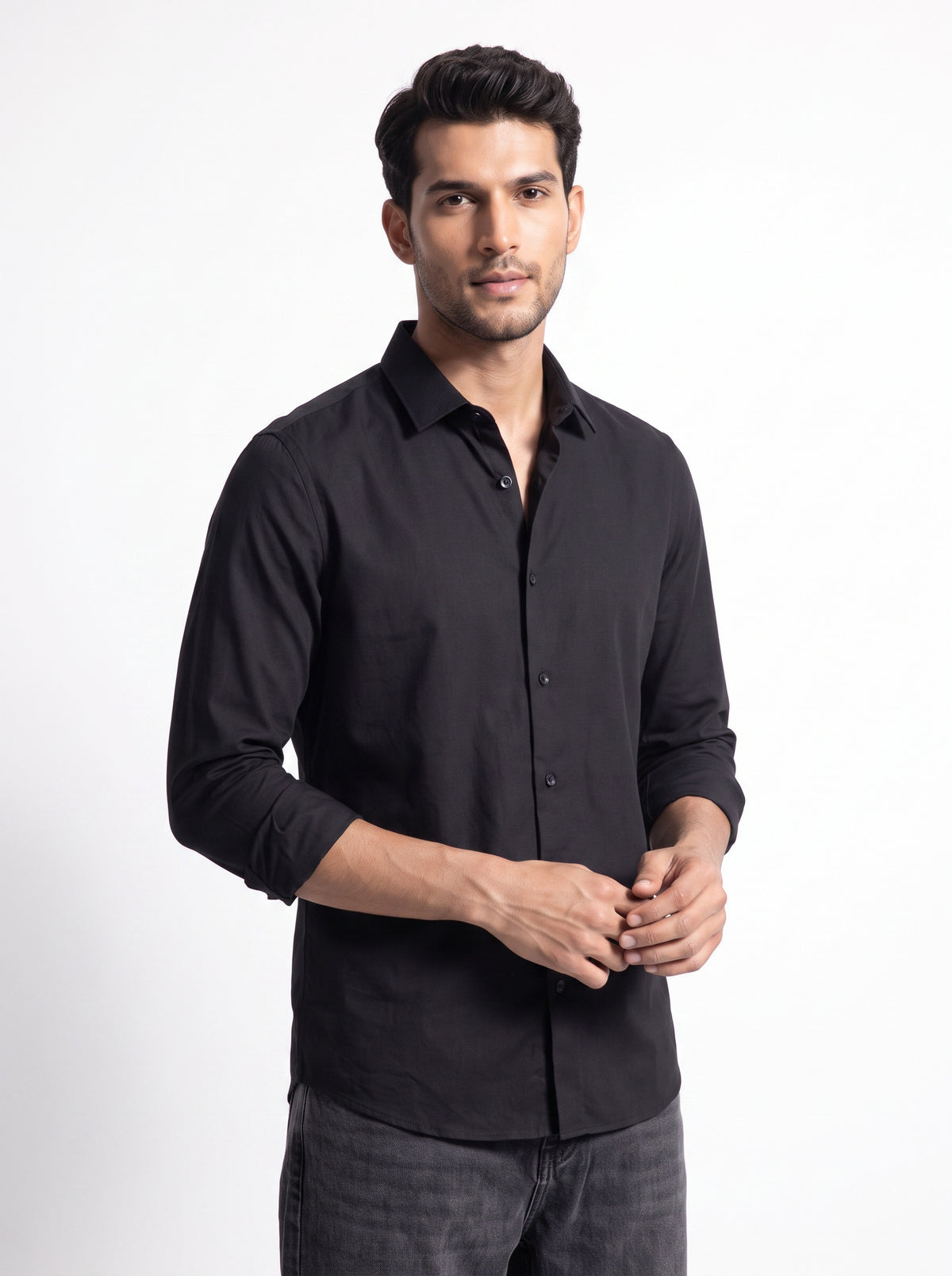 Solid Airy Non-Iron Black Shirt