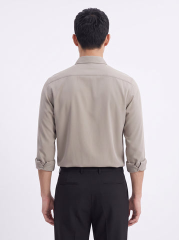 Men's  Wrinkle Free 4-Way Stretch Solid Formal Shirt