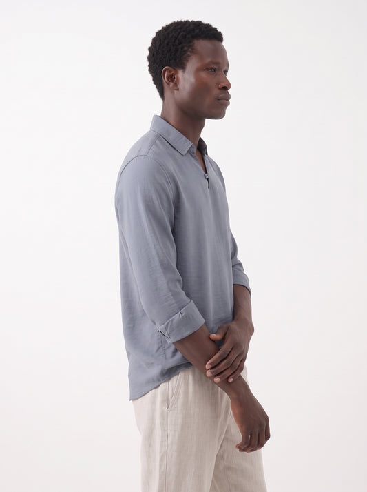 Men's Blue Breathable Non-Iron Smart Casual Shirt