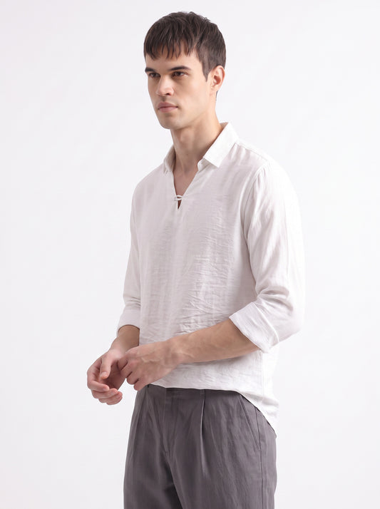 Men's White Breathable Non-Iron Smart Casual Shirt