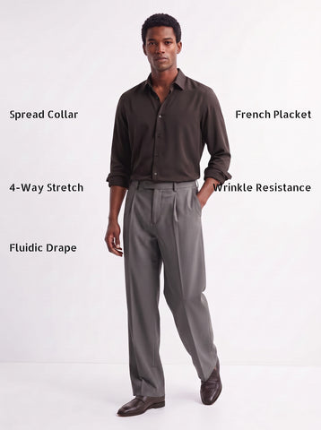 Solid Non-Iron Fluidic Coffee Shirt