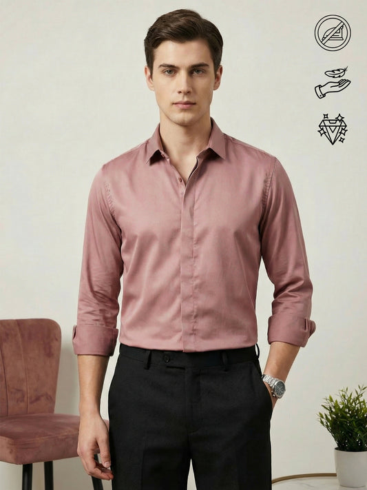SoftLustre: Satin Finish Soft Solid Party Shirt