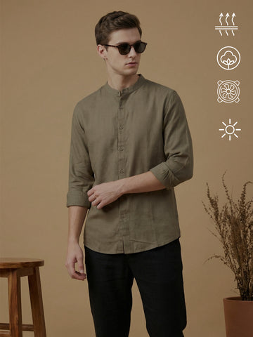 FluidLinen: Fluid Linen Breathable Solid Casual Shirt