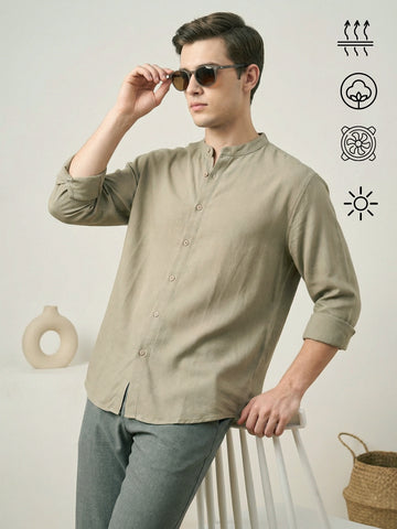FluidLinen: Fluid Linen Breathable Solid Casual Shirt