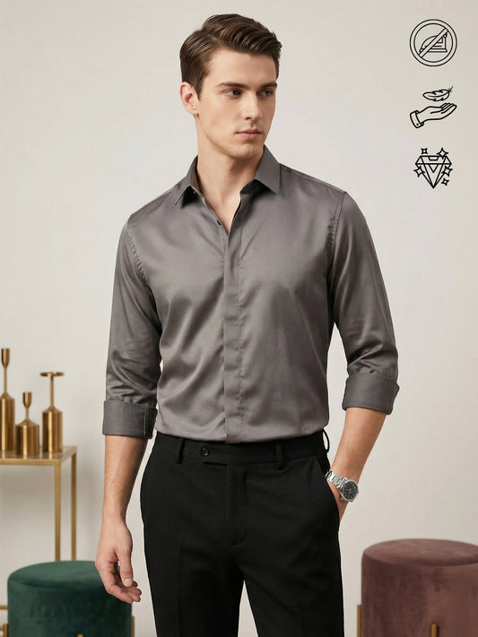 SoftLustre: Satin Finish Soft Solid Party Shirt
