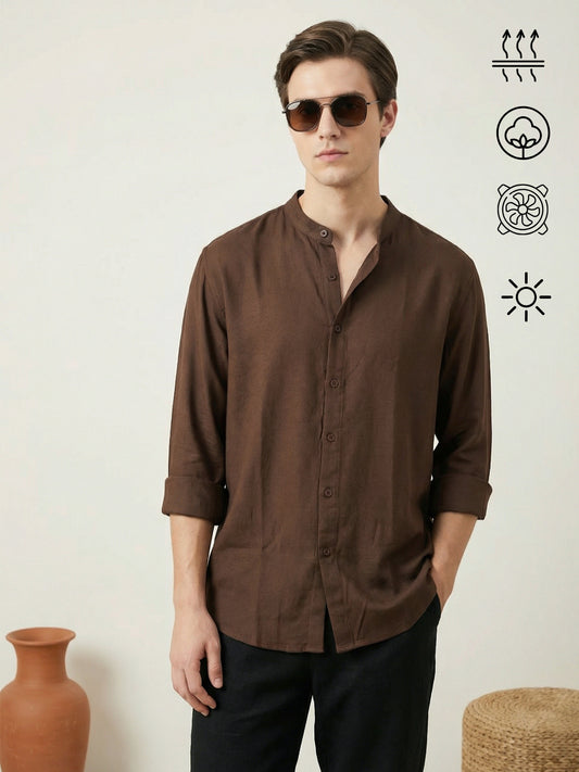 FluidLinen: Fluid Linen Breathable Solid Casual Shirt