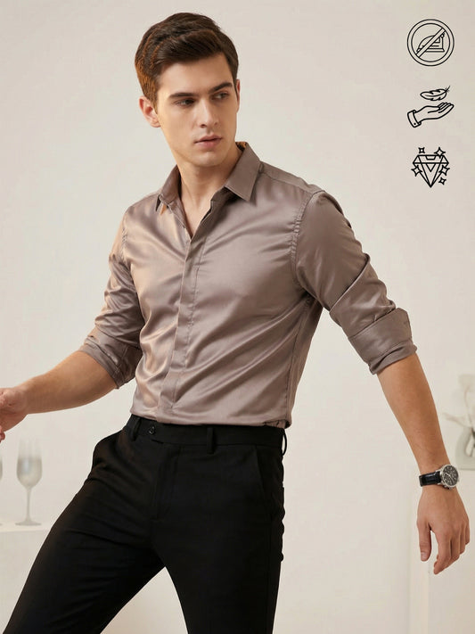 SoftLustre: Satin Finish Soft Solid Party Shirt