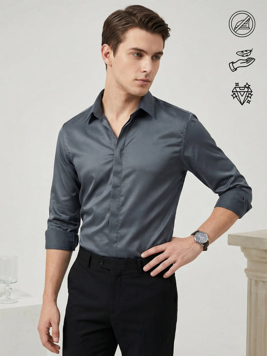 SoftLustre: Satin Finish Soft Solid Party Shirt