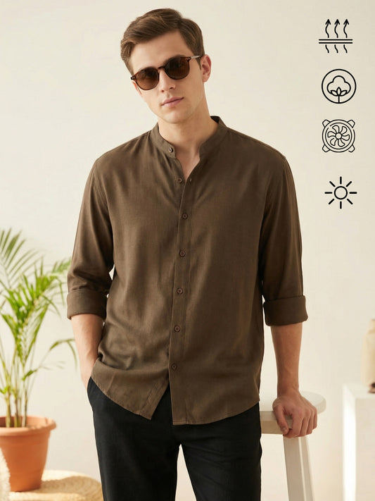 FluidLinen: Fluid Linen Breathable Solid Casual Shirt
