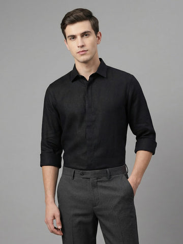FreshAura: Perfume Finish Cotton Linen Solid Formal Shirt