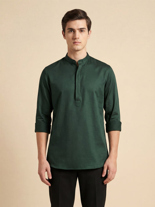 SatinPro-Lite: Satin 2-Way Stretch Solid Ethnic Kurta