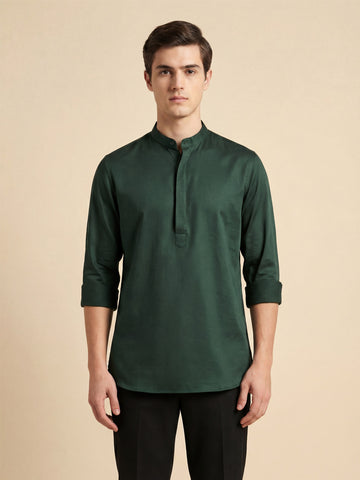 SatinPro-Lite: Satin 2-Way Stretch Solid Ethnic Kurta