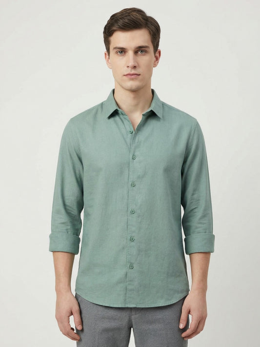 Penta-ProWeave: Rare Linen Blend 2-Way Stretch Solid Smart Casual Shirt