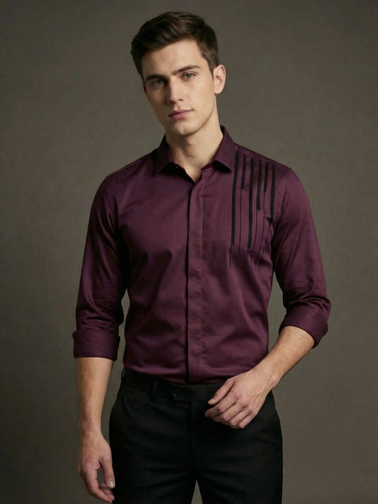 SatinPro-Max: Cotton Satin 2-Way Stretch Printed Formal Shirt