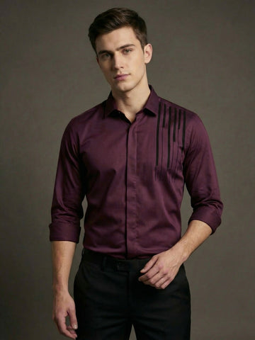 SatinPro-Max: Cotton Satin 2-Way Stretch Printed Formal Shirt
