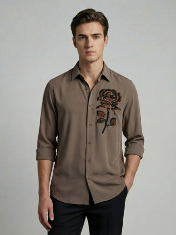 AirX: Wrinkle Free 4-Way Stretch Floral Printed Smart Casual Shirt