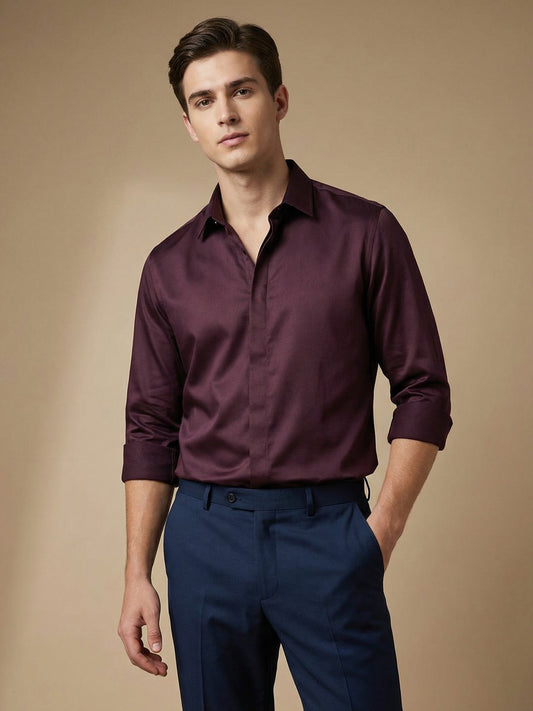 SatinPro-Max: Cotton Satin 2-Way Stretch Solid Party Shirt