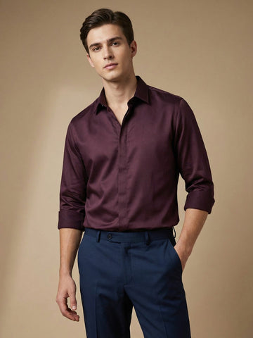 SatinPro-Max: Cotton Satin 2-Way Stretch Solid Party Shirt