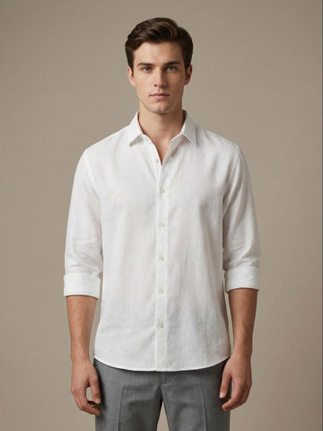 Penta-ProWeave: Rare Linen Blend 2-Way Stretch Solid Smart Casual Shirt