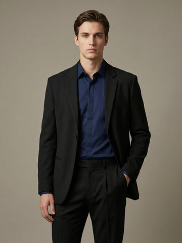 K-Blaze: Satin Finish 4-Way Stretch Solid Formal Blazer