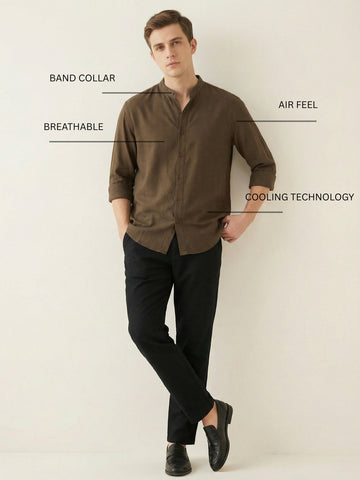 FluidLinen: Fluid Linen Breathable Solid Casual Shirt