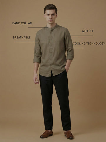 FluidLinen: Fluid Linen Breathable Solid Casual Shirt