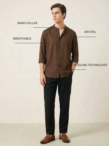 FluidLinen: Fluid Linen Breathable Solid Casual Shirt