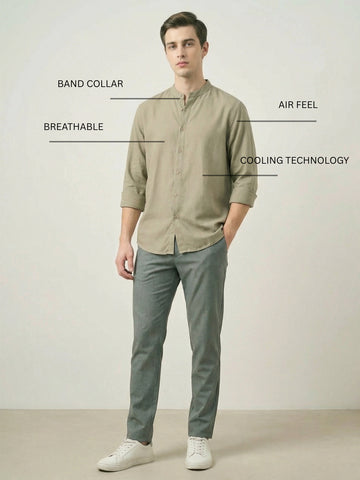FluidLinen: Fluid Linen Breathable Solid Casual Shirt